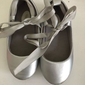 Silver ballet flats